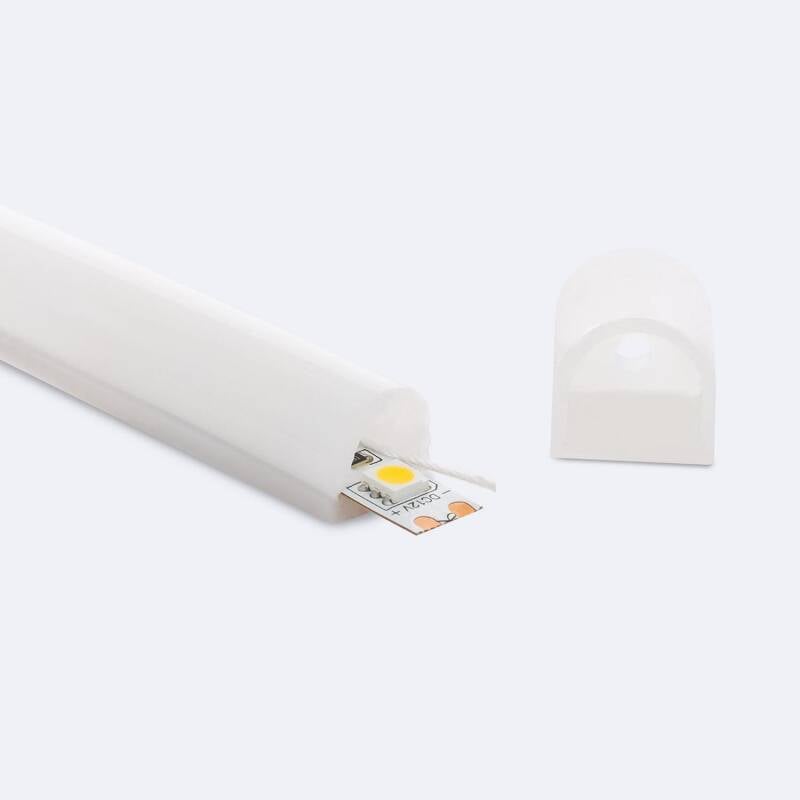 Perfil Neón SFLEX 15x13 Superficie Semicircular Curva Vertical para Tira LED IP20 hasta 10 mm
