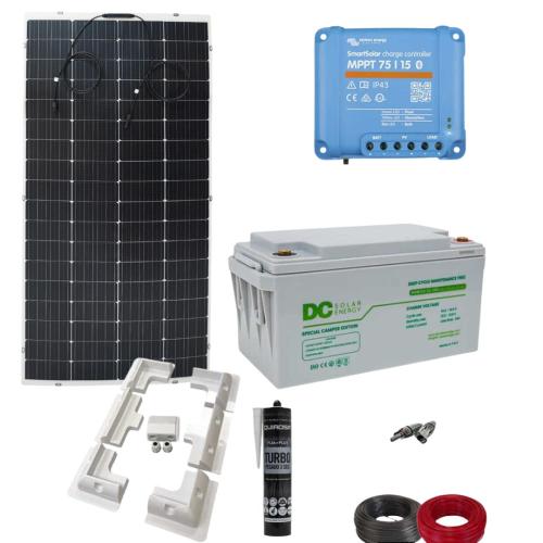 Kit Placa Solar Camper Autoinstalable con Panel Flexible 240W y batería DC Solar