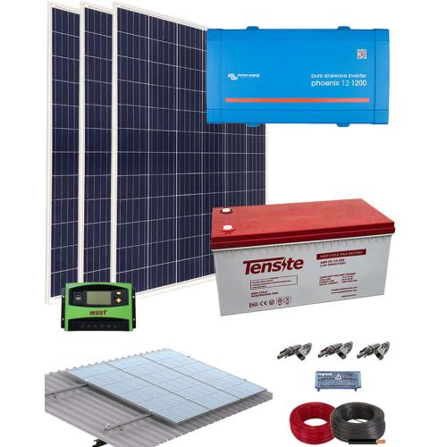 Kit Solar Casa Aislada con AGM 1200W 12V 3000Whdia