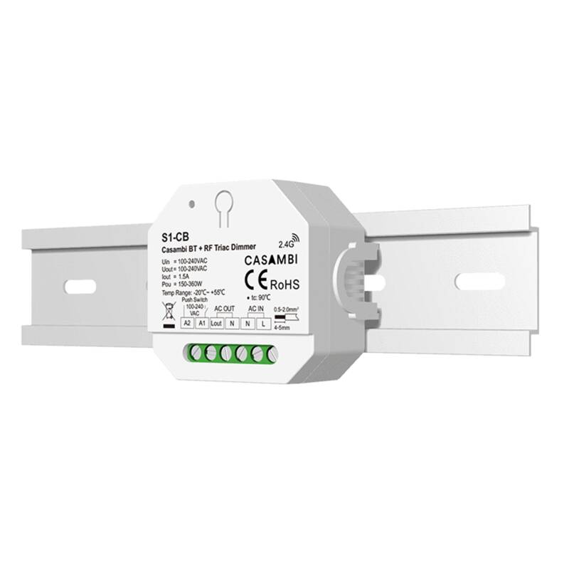 Regulador Casambi TRIAC 1 Canal SKYDANCE S1-CB compatible con Mando RF y Pulsador
