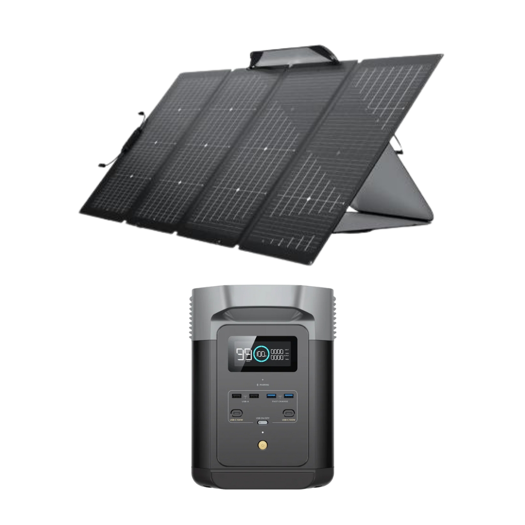 Kit Solar Portátil 12V con Panel Solar Portátil 200W Ecoflow y Estación de Energía Delta 2