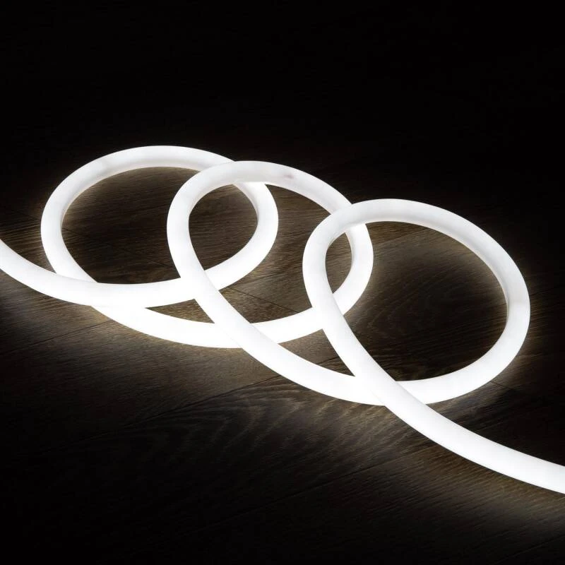 Tira LED Neón Regulable 220V Blanco Frío Circular 360 9W/m Corte 100cm IP67 a Medida