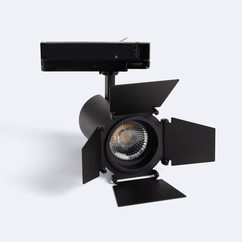Foco Carril LED Trifásico 40W Fasano Cinema Regulable Negro