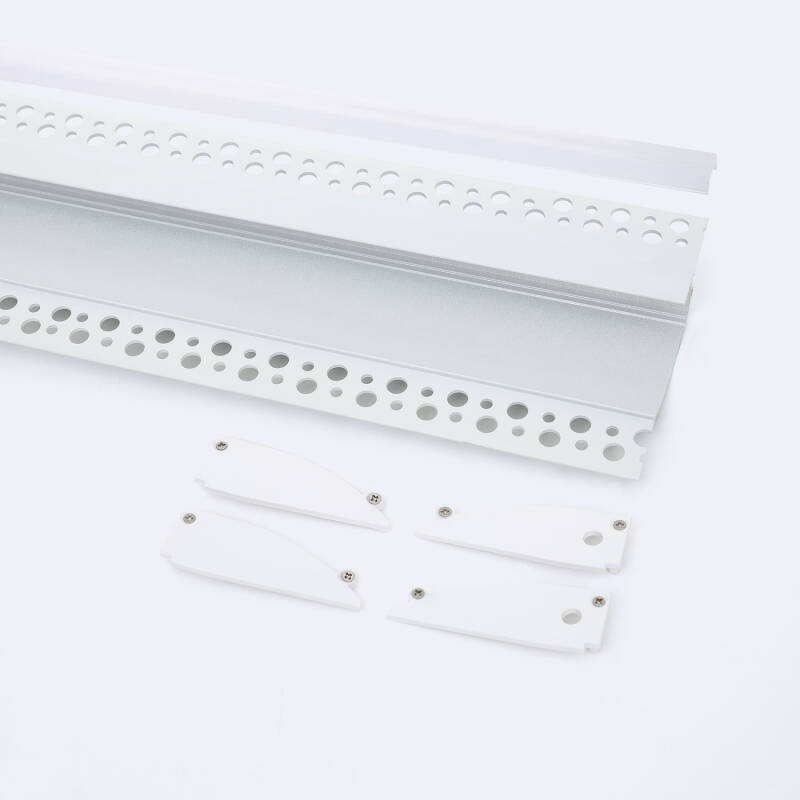 Perfil Aluminio Empotrable para Escayola/Pladur 2m para Tira LED hasta 12mm