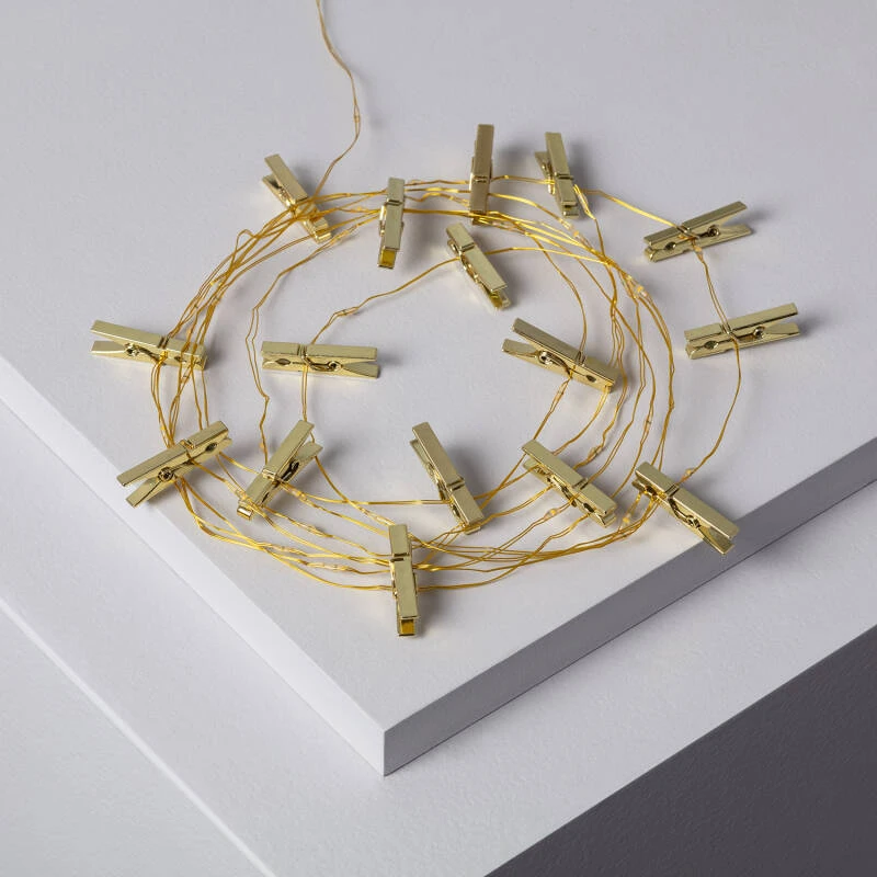 Guirnalda Alambre LED con Pinzas Doradas 3.5m