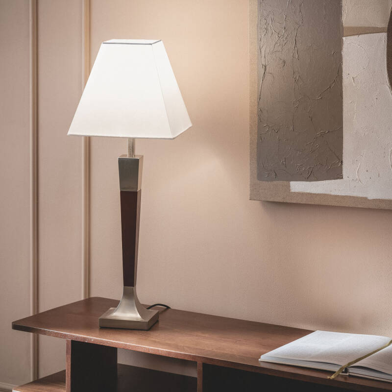 Lámpara de Mesa Madera y Metal Lizza Piramis