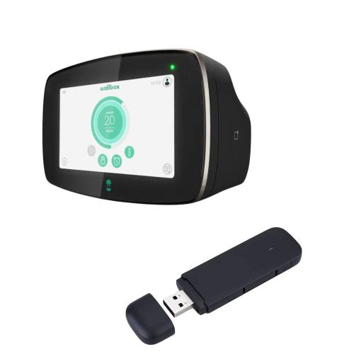 Pack Cargador Coche Eléctrico Wallbox 7.4kW Commander 2 Negro Tipo 1 con Módem USB