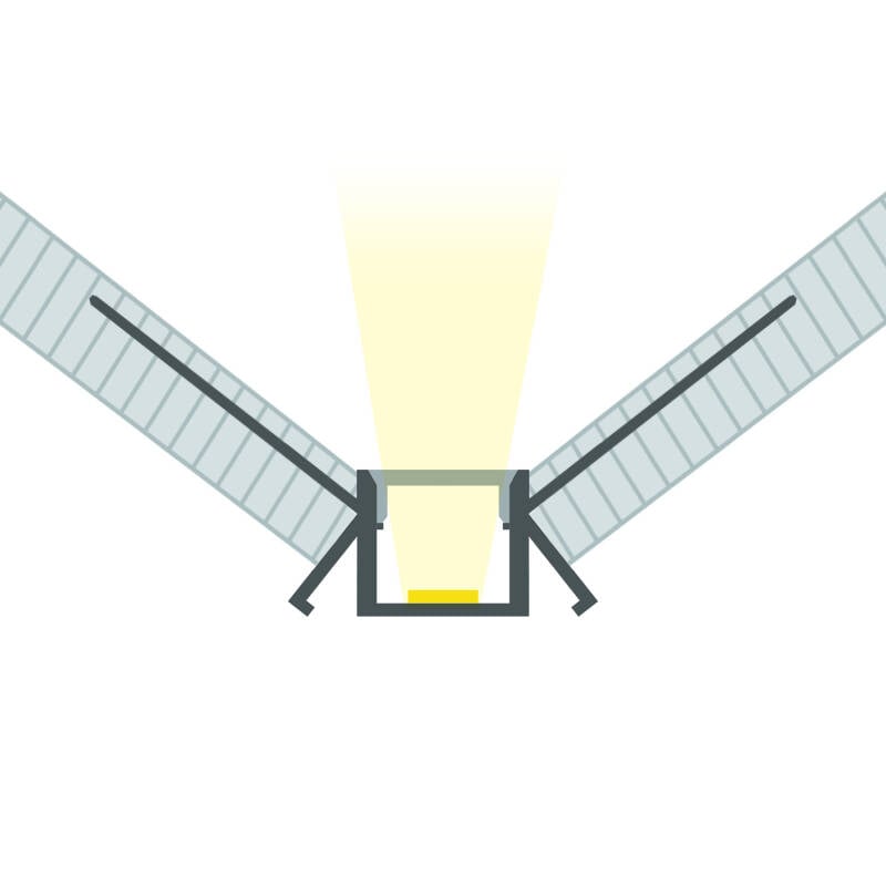 Perfil Aluminio Integrado en Escayola/Pladur Esquina Interior Tira LED hasta 9 mm
