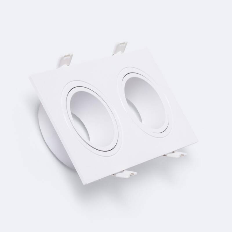Aro Downlight Cuadrado Basculante para dos Bombillas LED GU10 / GU5.3 Corte 75x155 mm
