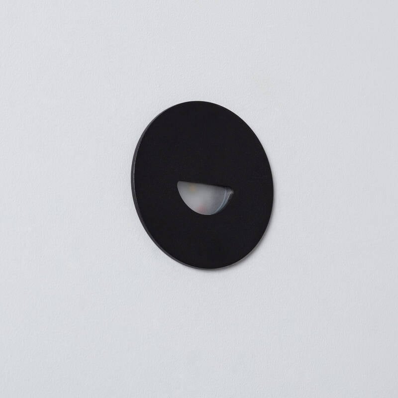 Baliza Exterior LED 2W Empotrable Pared Circular Negro Guell