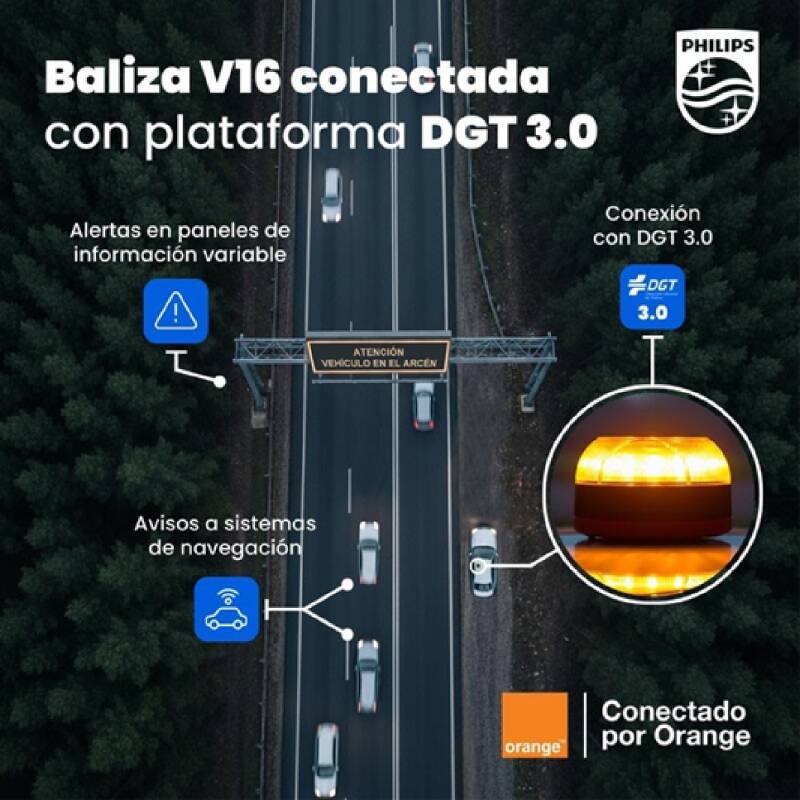 Baliza V16 Homologada DGT 3.0 con Geolocalización - Luz Emergencia Coche Obligatoria 2026 PHILIPS