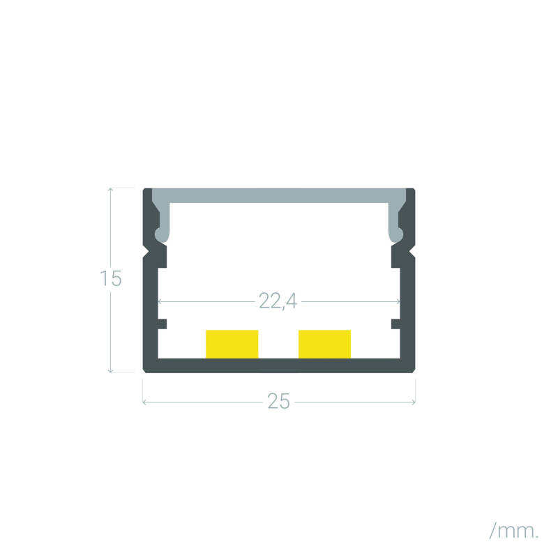 Perfil Aluminio Superficie para Tiras LED hasta 20 mm