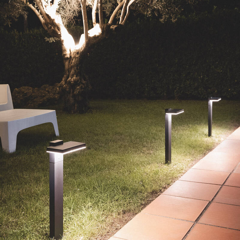 Baliza de Pie Exterior Solar LED 4W 50cm Aluminio con Sensor de Movimiento Bran