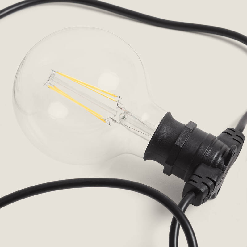 Guirnalda Exterior con Bombillas LED B22 Filamento G95 10m IP44 Negro