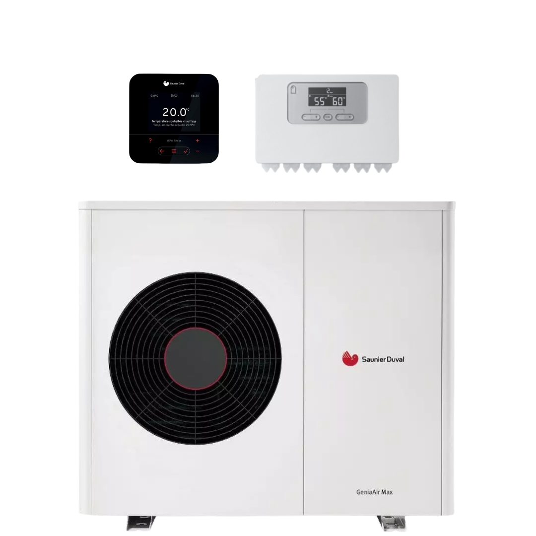 Kit Aerotermia con Radiadores Saunier Duval Genia Air Max 8 Inalámbrico 10,1kW R290 para 150m2