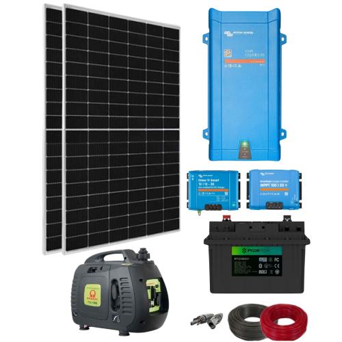 Kit Placa Solar Camper 800W 12V Litio 4000Wdia con Generador Eléctrico Portátil