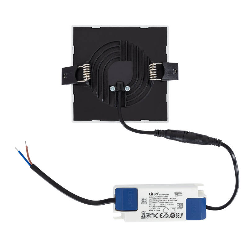 Placa LED 8W Cuadrada High Lumen LIFUD Corte Ø 75 mm Silver