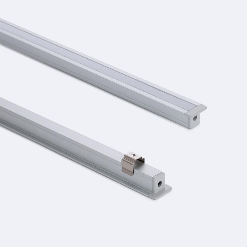 Perfil Aluminio Empotrable 2m con Tapa Continua para Tiras LED hasta 6 mm
