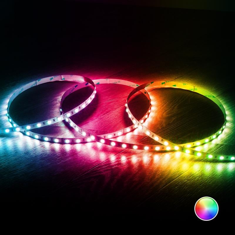 Tira LED 24V RGB SMD 60 LED/m 5m 10W/m Ancho 10mm Corte 10cm IP20