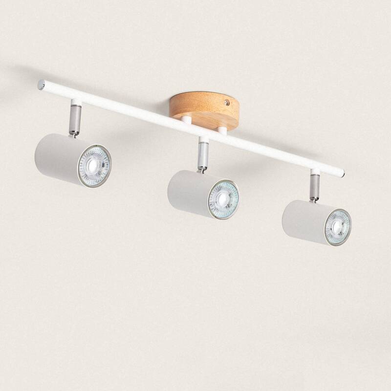 Lámpara de Techo Orientable Madera 3 Focos Olmo