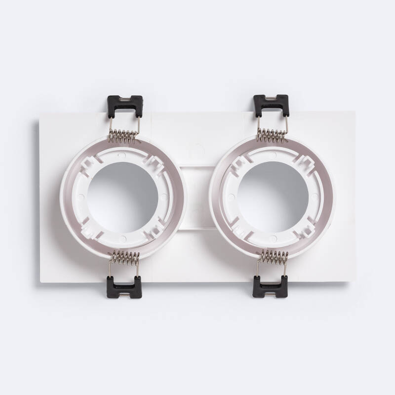 Aro Downlight Cuadrado Cónico Basculante para dos Bombillas LED GU10 / GU5.3 Corte 75x150 mm