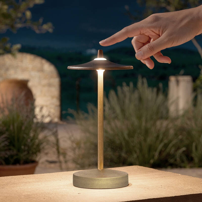 Lámpara de Mesa LED Portátil para Exterior Metal con Batería Recargable Milevani