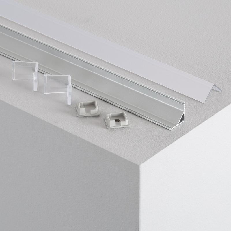Perfil Aluminio Esquina Tapa Recta 2m para Tira LED hasta 10mm