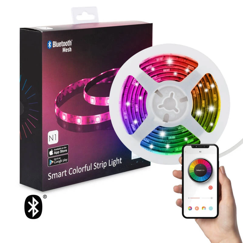 Tira LED RGB Control por Smartphone Bluetooth 30 LED/m 2m KIT con Fuente de Alimentación
