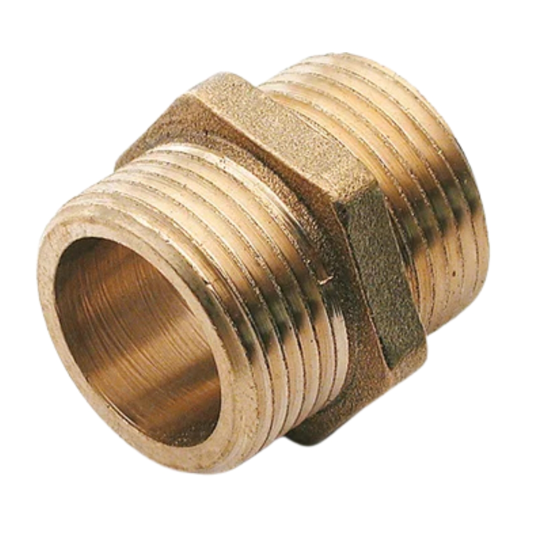 Nipple doble rosca de latón 3/4" rosca derecha reforzada Fig 280