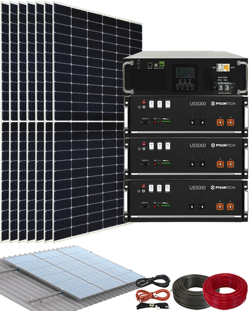 Kit Placas solares para Instalación Solar Aislada 5500W 48V con Baterías Litio US5000C