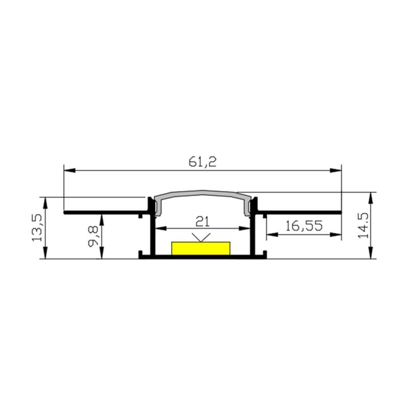 Perfil de Aluminio Flexible Integración en Escayola/Pladur para Tiras LED hasta 20 mm