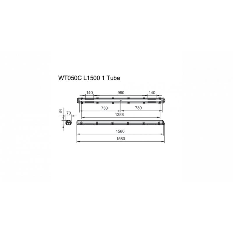 Pantalla Estanca para Tubo LED 150 cm IP65 PHILIPS Ledinaire WT050C
