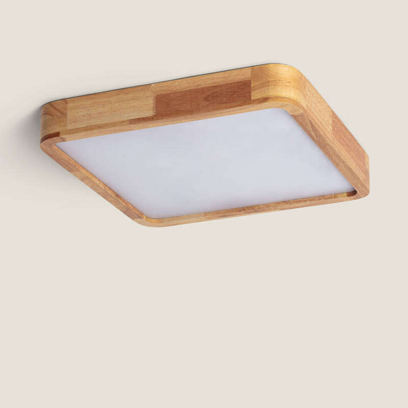 Plafón LED 20W Cuadrado Madera 400x400 mm CCT Seleccionable Kayu