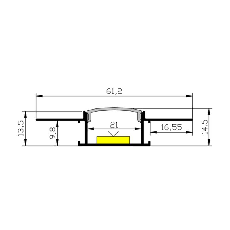 Perfil de Aluminio Flexible Integración en Escayola/Pladur para Tiras LED hasta 20 mm
