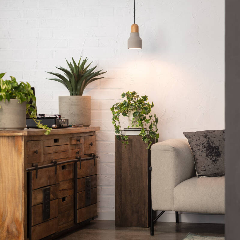 Lámpara Colgante Hormigón y Madera Luster