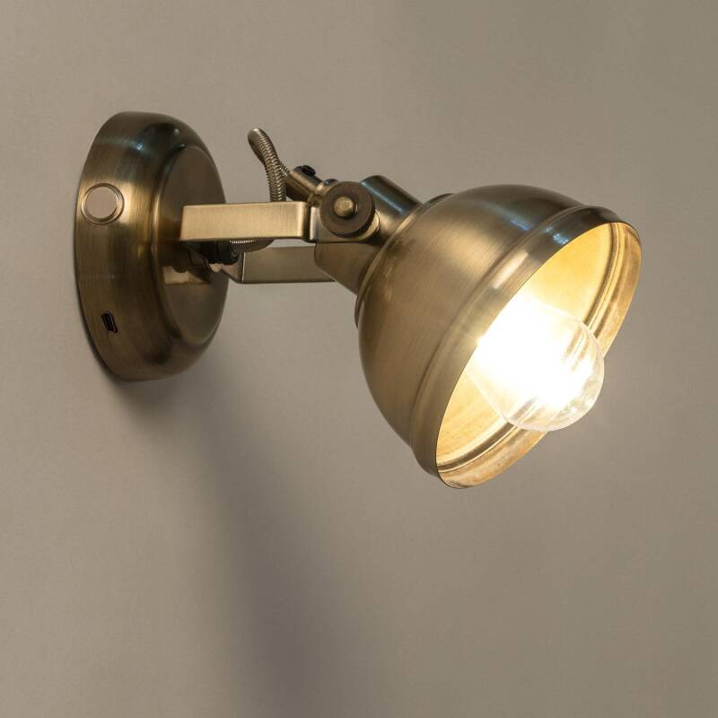 Lámpara de Pared de Latón con Batería USB Recargable