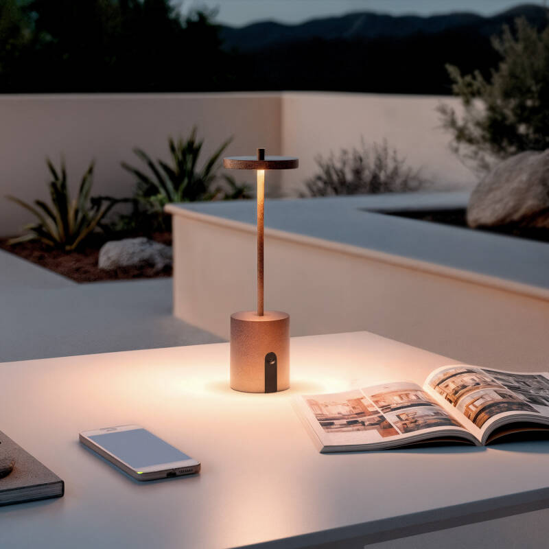 Lámpara de Mesa LED Portátil para Exterior Metal con Batería Recargable Jawania