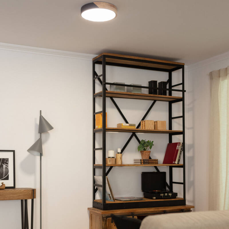Plafón LED 18W Circular Madera Ø320 mm CCT Seleccionable Semi-Dari
