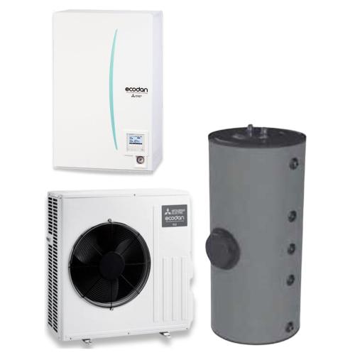 Kit Aerotermia Mitsubishi Ecodan Bibloc 8kW para ACS 200 litros