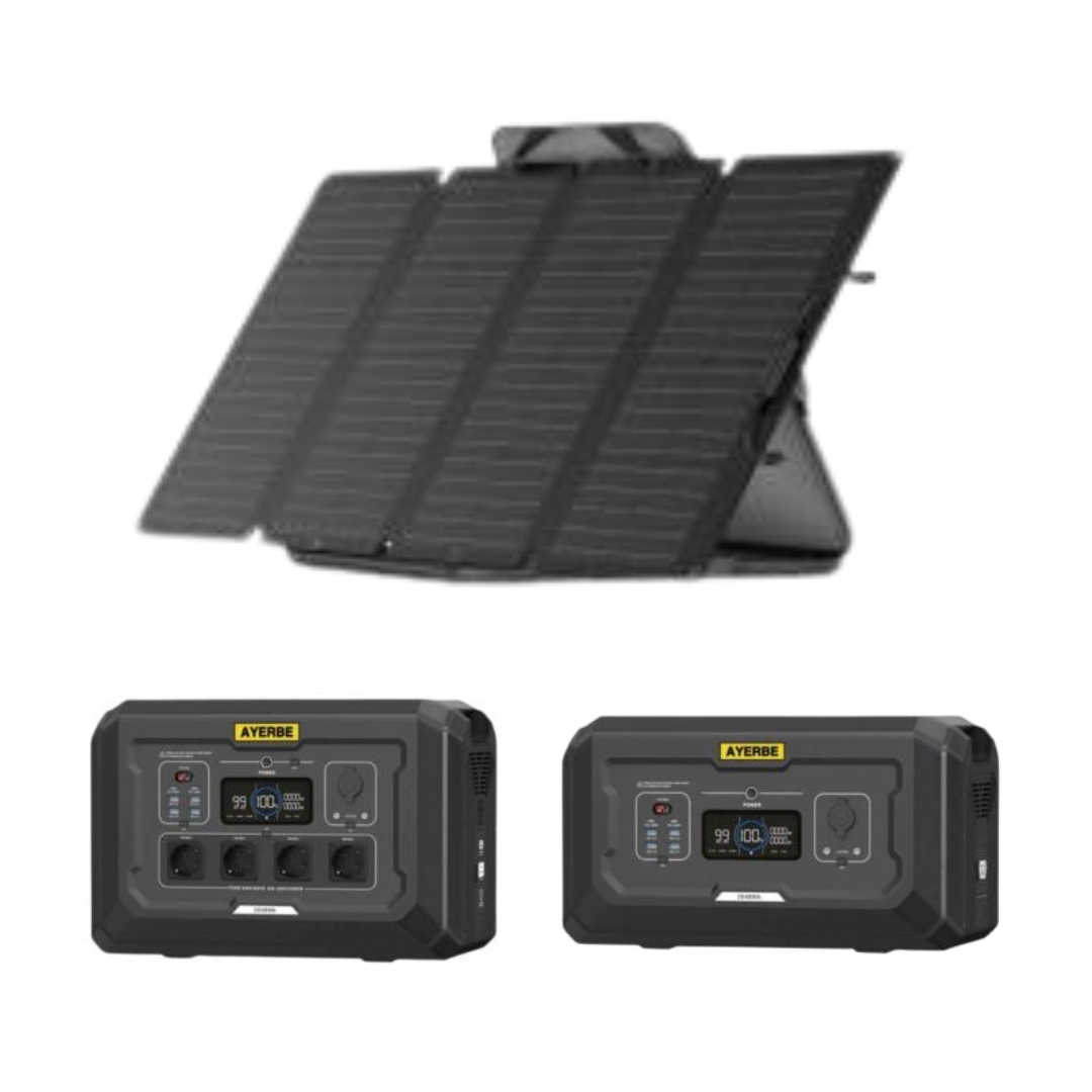 Kit Solar Portátil 160W 12V Estación de Energía AY-2048 y Batería Extra 2048Wh Ayerbe