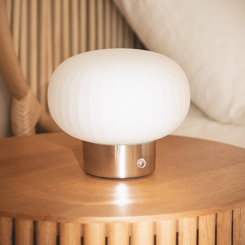 Lámpara de Mesa LED Metal Portátil Exterior con Batería USB Recargable Aluzna