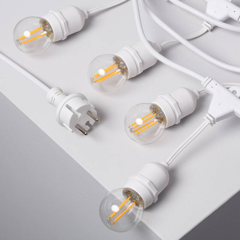 Guirnalda Exterior con Bombillas LED E27 Filamento 5.5m IP65 Blanco