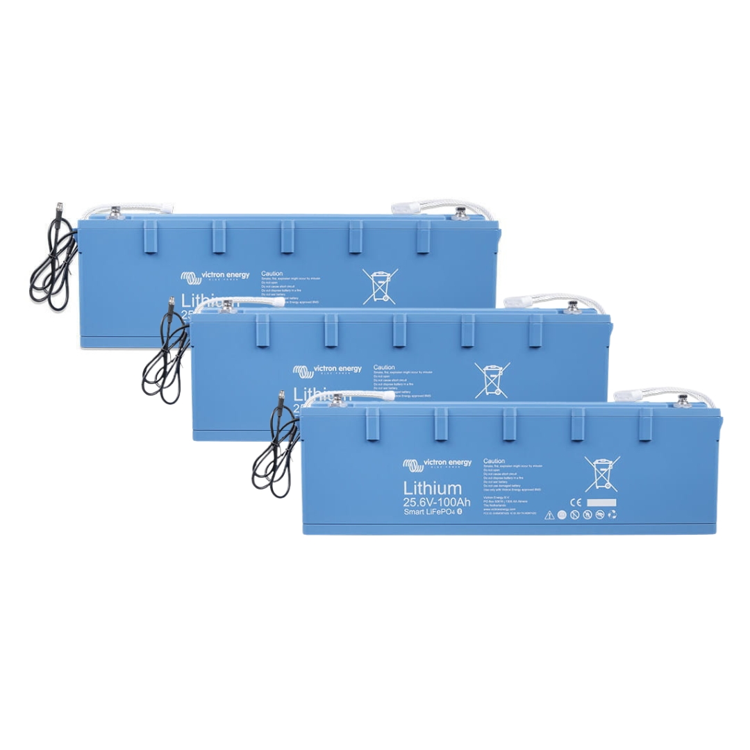 Pack 3ud Baterías LiFePO4 Autocaravana 100Ah 25,6V Victron Smart