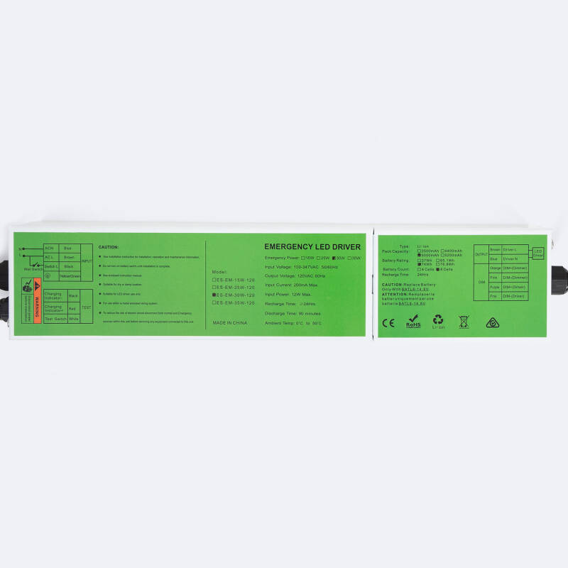 Driver Emergencia para Campana LED 0-10V Salida 120V AC con Batería 180 minutos