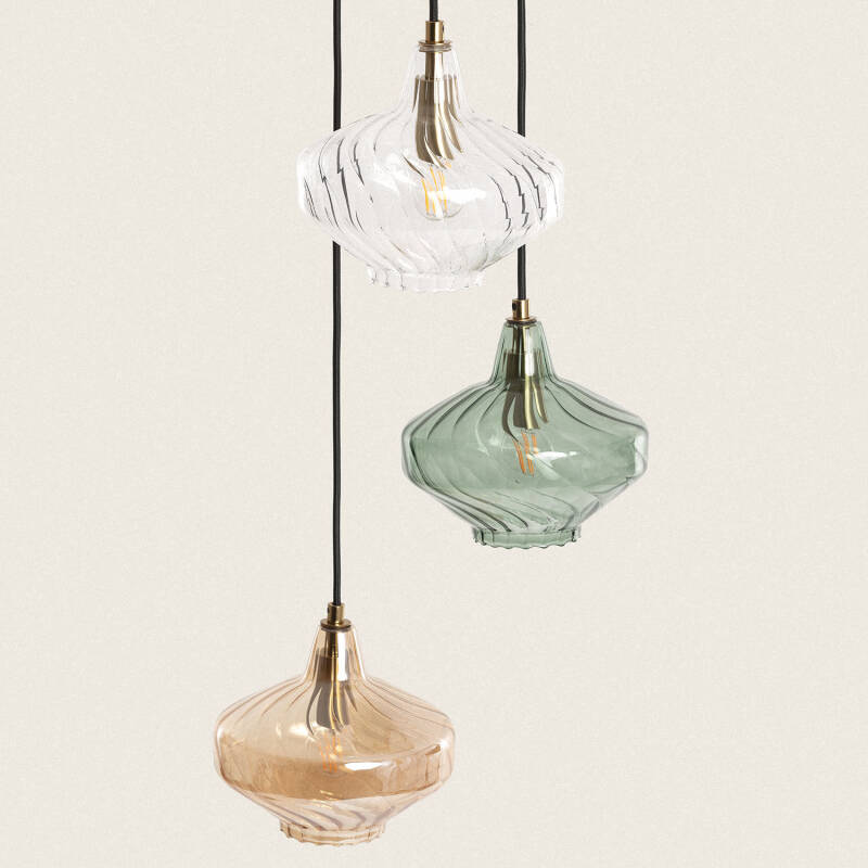 Lámpara Colgante Metal y Cristal Blas 3 Focos