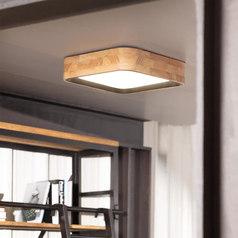 Plafón LED 15W Cuadrado Madera 370x370 mm CCT Seleccionable Dari