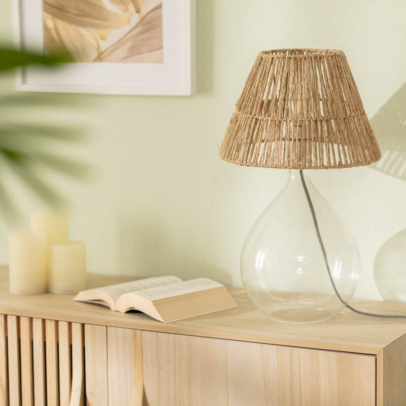 Lámpara de Mesa Yute y Cristal Aurora