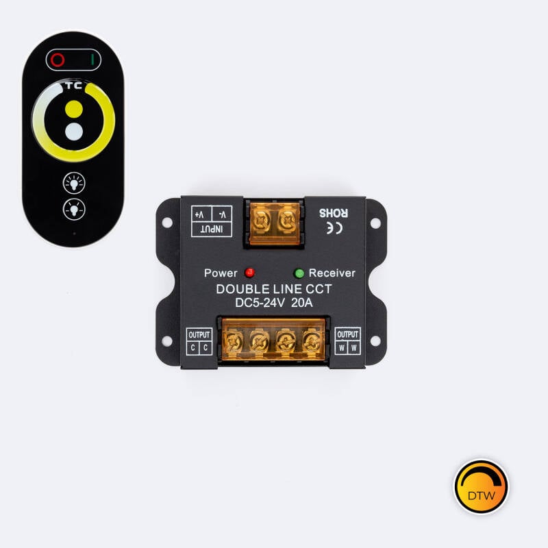 Controlador Regulador 24V DC + Mando RF para Dim To Warm