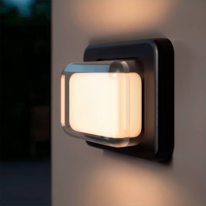Aplique de Pared Exterior LED 10W Iluminación Rectangular Negro Gulpos
