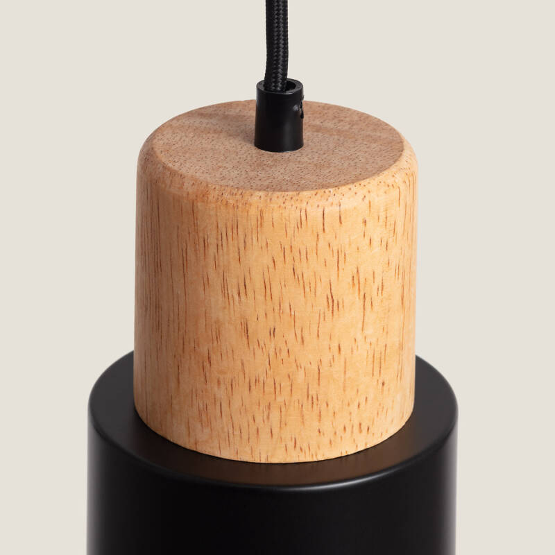 Lámpara Colgante Metal y Madera Kidonge